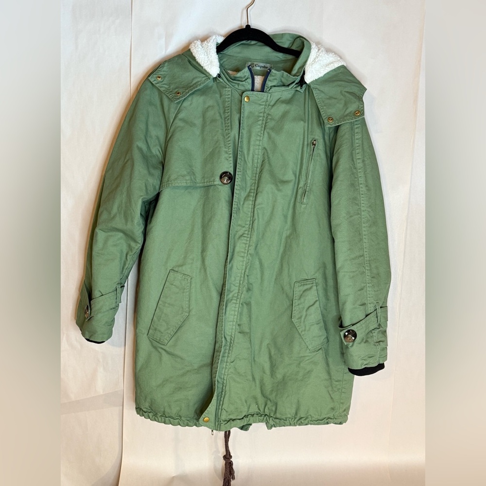 ANORAK military inspired NWOT Olive Green Army fleece lined Anorak size L